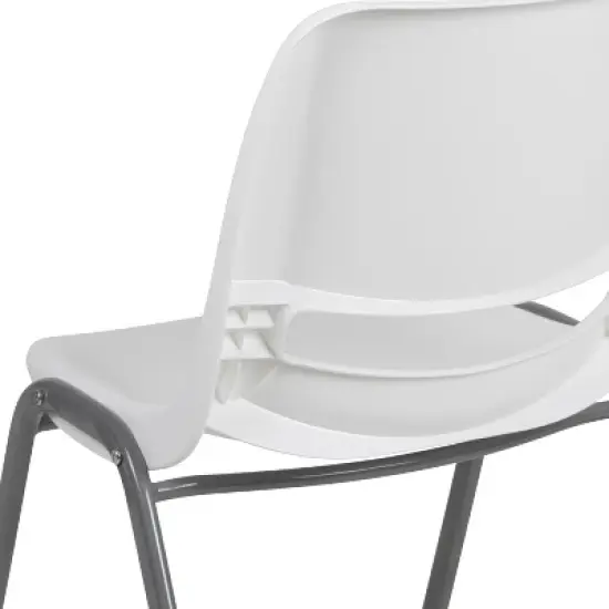 Emma and Oliver White Ergonomic Shell Student Stack Chair - Classroom Chair / Office Guest Chair image {7}