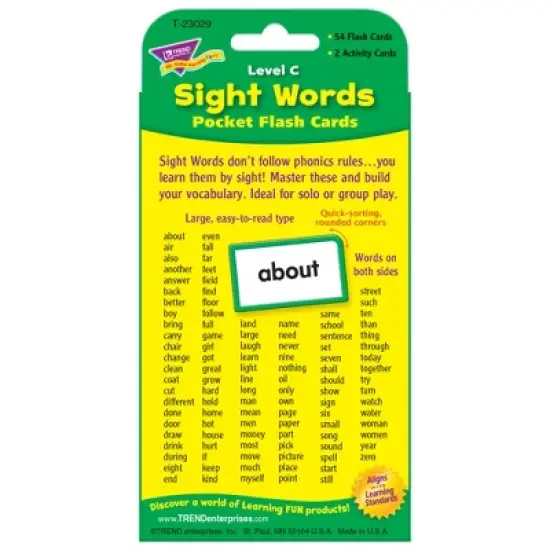 TREND Sight Words � Level C Pocket Flash Cards image {3}