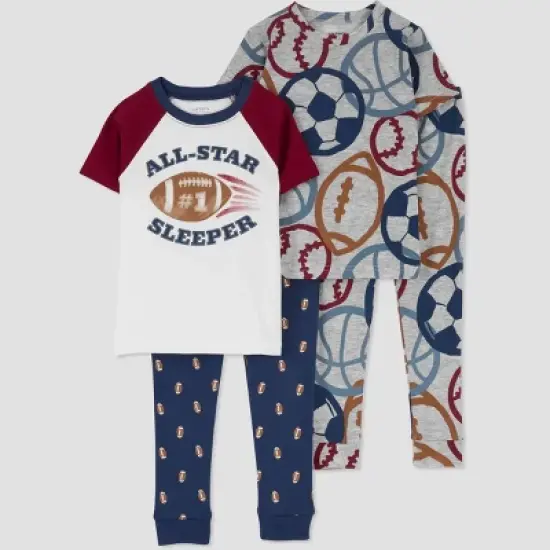 Carter's Just One You&reg; Toddler Boys' Football and Sports Short Sleeve Pajama Set - Blue/Gray image {4}