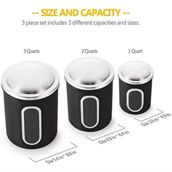Fortune Candy 3 PCS Stainless Steel Canister Set with Anti-Fingerprint Lids & Visible Windows, Multipurpose Food Storage for Kitchen or Travel image {2}