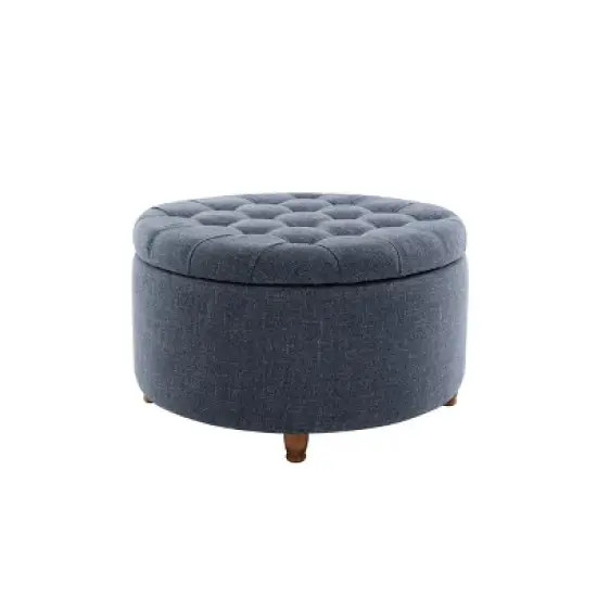 Large Round Tufted Storage Ottoman with Lift Off Lid - WOVENBYRD image {17}