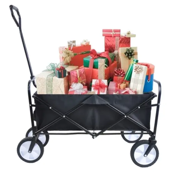 Folding Wagon Garden Shopping Beach Cart (Black) image {5}