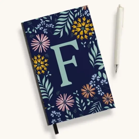 Personalization Mall Flowery Initial Personalized Journal Mint/Navy image {6}