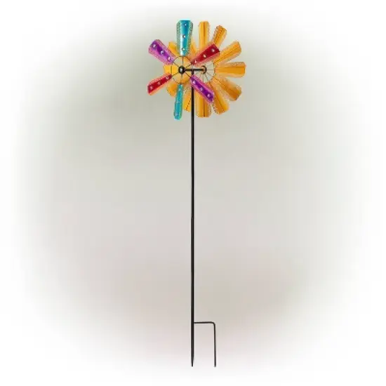 Colorful Bejeweled Metal Windmill Spinner Garden Stake - Alpine Corporation image {2}