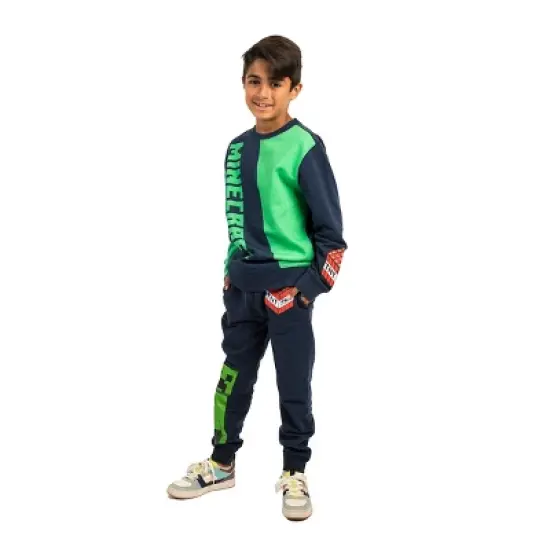 Minecraft Block Character and Title Logo Oversized Graphic Youth Sweatshirt and Joggers 2-Piece Set image {1}