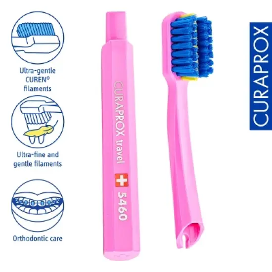 Curaprox Ortho Travel Refill Brush Heads for CS 5460, Pink, 2-Pack for Braces Care image {2}