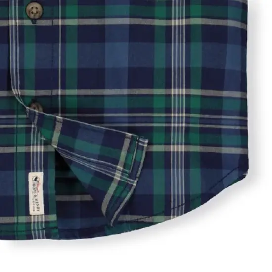 Hope & Henry Boys' Stretch Poplin Short Sleeve Button Down Shirt, Infant image {2}