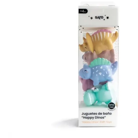 SARO "Happy Dinos" Bath Toys: Mold-Free Vinyl Bath Fun - Safe Sensory Play for Toddlers & Babies, BPA-Free Dinosaur Toys image {1}