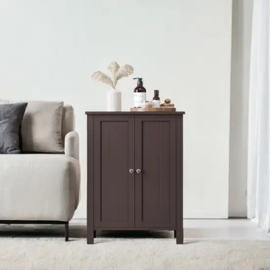 Slate Gray Freestanding Bathroom Floor Storage Cabinet - 11.8 x 23.6 x 31.5 Inches, with 2 Adjustable Shelves for Spacious Bathroom Storage image {2}