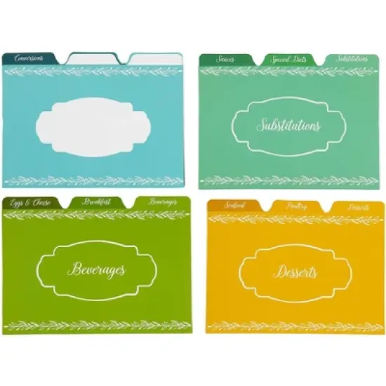 Sustainable Greetings 24-Pack Kitchen Recipe Card Dividers, Modern Colorful Style, Top Index Tabs Organizer Your Recipe Box, 4x6 inch image {3}