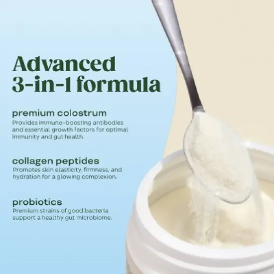 BLOOM NUTRITION Colostrum & Collagen Peptides Powder - Unflavored - 4.16oz/25 Servings image {4}