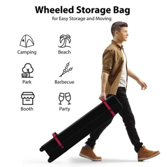 10x10ft Pop Up Canopy Tent, 1-Person Setup Instant Tent, Portable Silver Coated Outdoor Patio Canopies w/Wheeled Bag image {3}