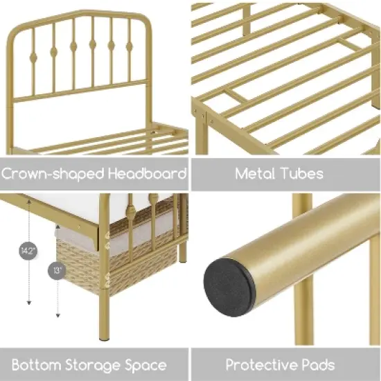 Yaheetech Modern Metal Bed Frame with Arched Headboard image {3}