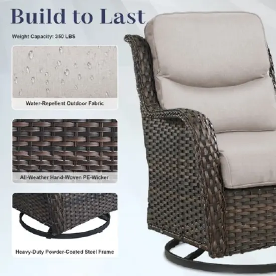 Belord 4 Piece Patio Furniture Set with Swivel Chairs and Ottomans, High Back Deep Seat Cushioned Wicker Swivel Patio Chairs Set of 2 with Ottoman image {5}