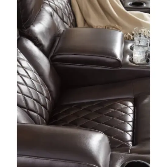 Warnerton Power Recliner Sofa with Adjustable Headrest Chocolate - Signature Design by Ashley image {2}