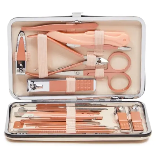 Okuna Outpost Okuna Outpost Pink Manicure Pedicure Kit, 23-in-1 Nail Clipper Set for Women (Includes Travel Case) image {7}