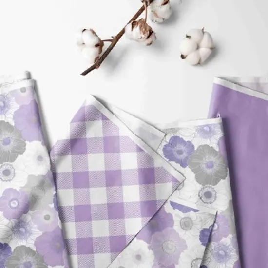 Bacati - Watercolor Floral Purple Gray 6 pc Crib Bedding Set with Long Rail Guard Cover image {3}