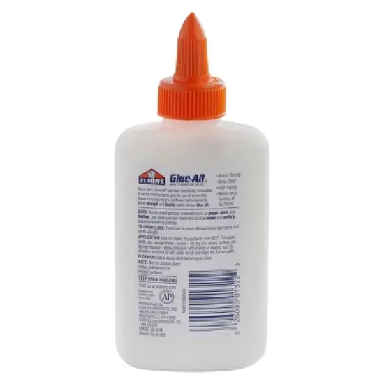 Elmer's Glue-All 4oz Multi-Purpose Glue Extra Strong Formula White: Non-Toxic Liquid Glue for Paper, Clear, Ages 3+ image {7}