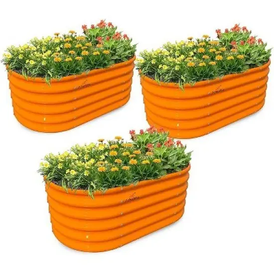Anybear 3-Pack 40x24x18in Peach Orange Kids Oval Garden Bed image {3}