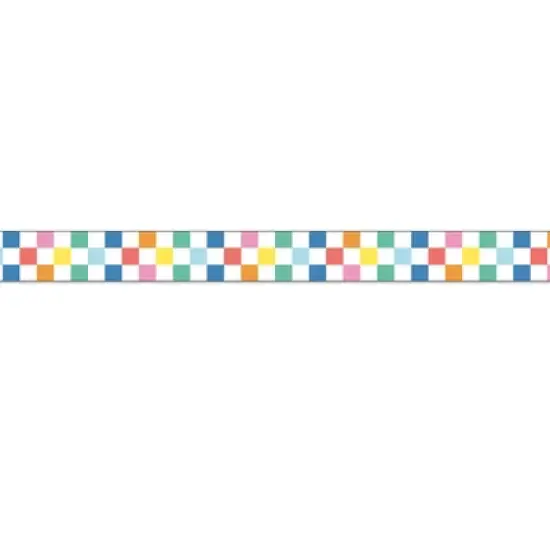 Carson Dellosa Education We Stick Together Checkered Rainbow Straight Bulletin Board Borders, 36 Feet Per Pack, 6 Packs image {2}