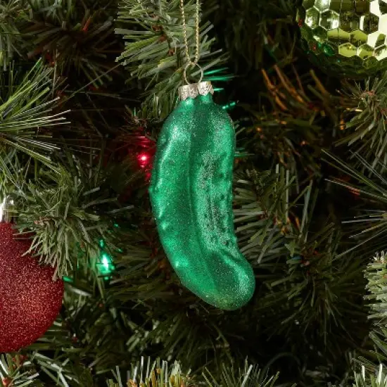 Pickle Glass Christmas Tree Ornament - Wondershop&trade;: Mold-Blown, Indoor Decoration, 5.3" Height image {1}