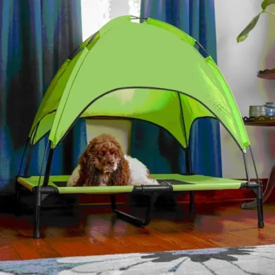 Midlee Green Dog Cot with Canopy image {2}