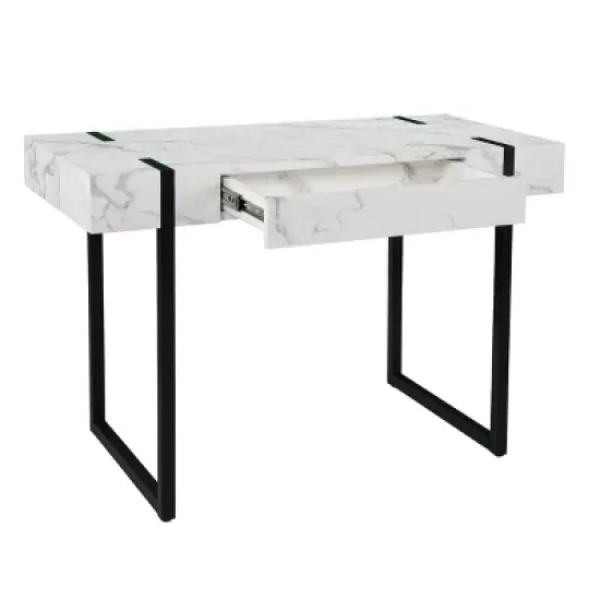 Wennan Modern Faux Marble Desk Black/White - Aiden Lane image {9}