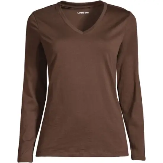 Lands' End Women's Tall Relaxed Supima Cotton Long Sleeve V-Neck T-Shirt image {11}