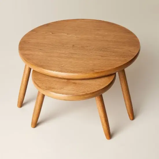 2pc Round Nested Coffee Tables: Rubberwood & MDF - Hearth & Hand&trade; with Magnolia image {3}