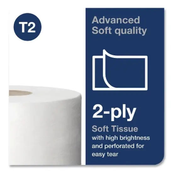 Tork Advanced Jumbo Bath Tissue, Septic Safe, 2-Ply, 3.48" x 751 ft, White, 12 Rolls/Carton image {4}