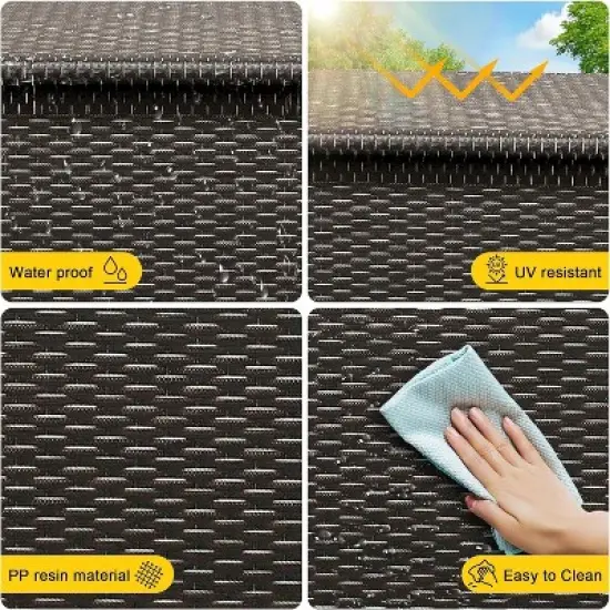 Garvee Large Deck Box Waterproof PE Rattan Outdoor Storage Box with Handles and Wheels, Storage Bin for Garden, Balcony, Porch, Pool, Yard image {6}