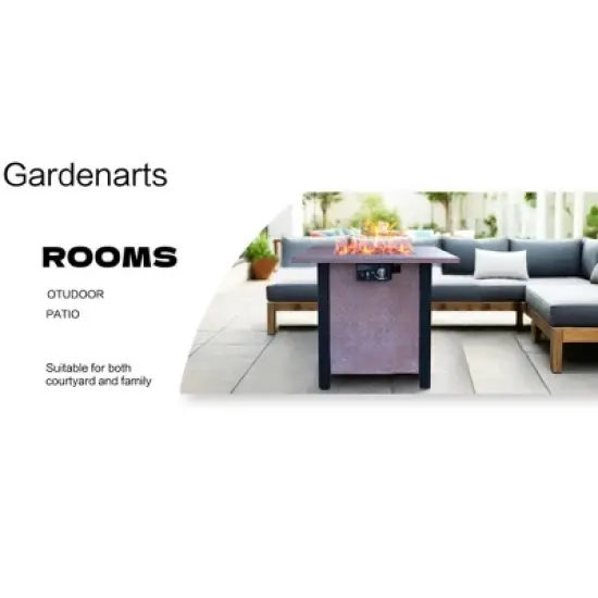 25" H Outdoor Patio Propane Gas Fire Pit Table - 50,000 BTU High-temperature-resistant carving process for of rattan weaving grain image {2}