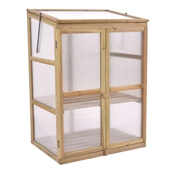 Costway Garden Portable Wooden GreenHouse Cold Frame Raised Plants Shelves Protection image {6}