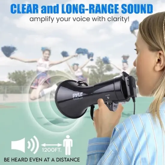 Pyle Megaphone Speaker PA Bullhorn with Built-in Siren PMP53IN - Black image {2}