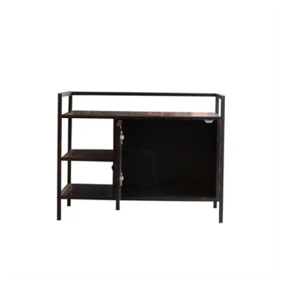 Hidden Litter Box & Coffee Table Furniture | Odor-Controlling Cat Enclosure w/ Storage Shelf | Metal-Wood Cabinet image {2}