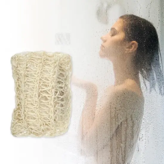 Unique Bargains Bathroom Jute Bath Loofahs 5.47"x3.82"x1.85" Beige 1 Pc image {1}