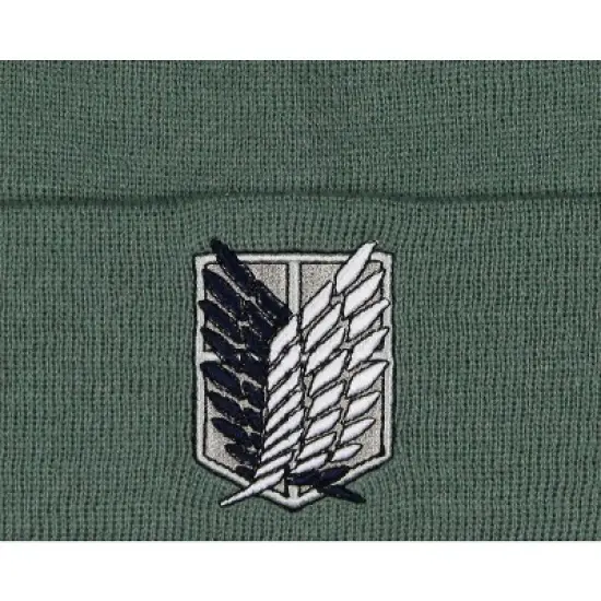 Attack on Titan Men's Scout Regiment Embroidered Logo Design Fold Cuff Beanie image {1}