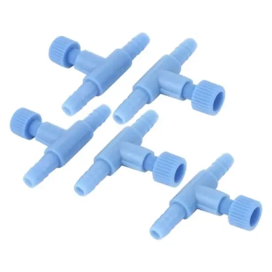 Unique Bargains Aquarium Fish Tank Plastic 2 Way  Air Flow Control Valve Blue 5 Pcs image {3}