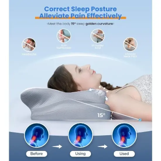 Maison Products Ultra Pain Relief Cooling Pillow, Adjustable Cervical Pillow, Ergonomic Contour Memory Foam Pillows, Orthopedic Bed Pillow image {1}