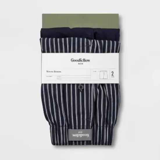 Men's Striped Woven 2pk Boxer - Goodfellow & Co&trade; Navy image {1}