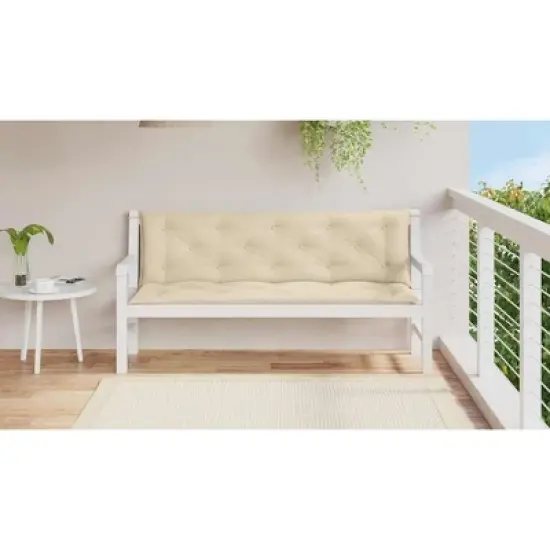 vidaXL Bench Cushion Water Repellent Outdoor Seat Cushion Pad Oxford Fabric - Beige 59.1" image {2}
