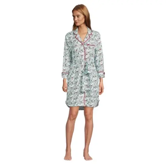 Lands' End Women's Plus Size 3/4 Sleeve Flannel Sleepshirt Nightgown image {7}