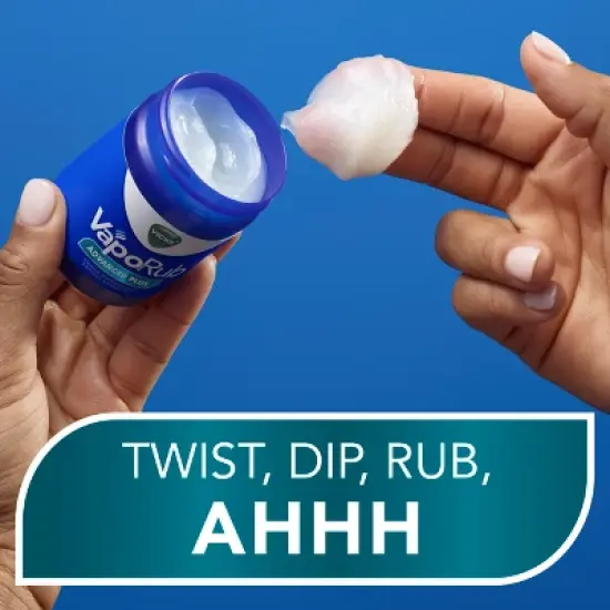 Vicks VapoRub Advanced Plus Cough Suppressant Topical Chest Rub Analgesic Ointment - 2.82oz image {7}