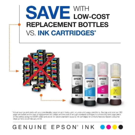 Epson 522 Combo-Pack Ink Bottles - Black Cyan Magenta Yellow (T522120-BCS) image {3}