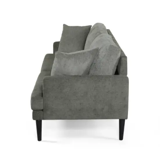 Malverne Contemporary 3 Seater Fabric Sofa with Accent Pillows Gray/Dark Brown - Christopher Knight Home image {3}