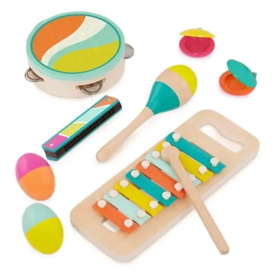B. toys - Wooden Instrument Set - Xylophone, Tambourine, Harmonica & More - Make A Melody - 9pc image {4}