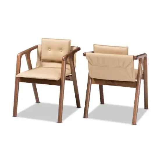 2pc Marcena Imitation Leather Upholstered and Wood Dining Chair Set - Baxton Studio image {9}