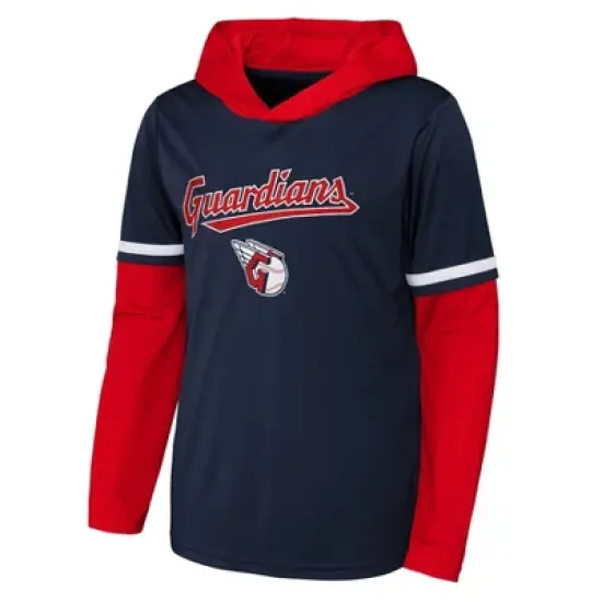 MLB Cleveland Guardians Boys' Long Sleeve Twofer Poly Hooded Sweatshirt image {1}