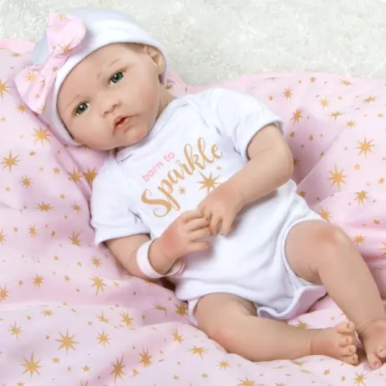 Paradise Galleries Reborn Baby Doll in Silicone-like Vinyl, 19 inch Newborn Girl Baby Bundles: Born To Sparkle, 7-Piece Ensemble image {3}