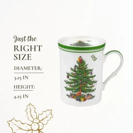 Spode Christmas Tree 14 oz Mug & Coaster Set - Ceramic Mug with Coaster - Fine Porcelain, Dishwasher & Microwave Safe - Mug & Coaster Gift Set image {6}